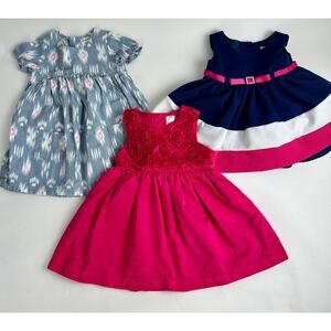 Baby Girl Dress Lot Bundle of 3 12 month Ruffle Floral Rosette Easter Party